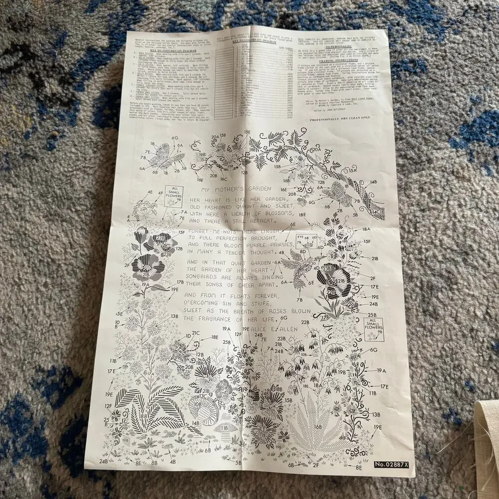 Vintage 1976 Paragon Crewel Embroidery Kit My Mothers Garden 02887X 16x20